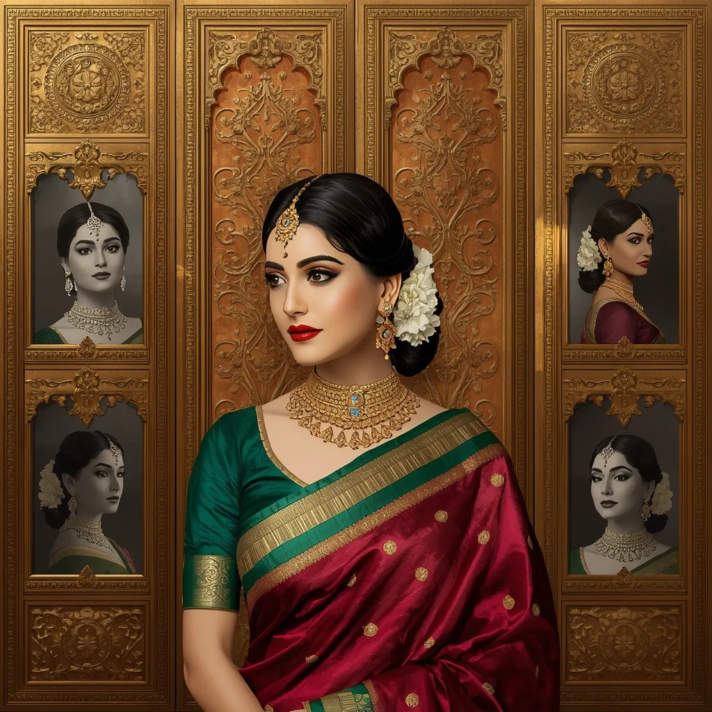 Beautiful Woman's Regal India: Traditional Saree Editorial