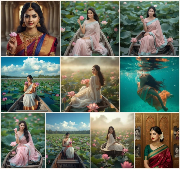 Top 10 Instagram Prompt for Girl in Saree Pic AI Image Prompts for Virality